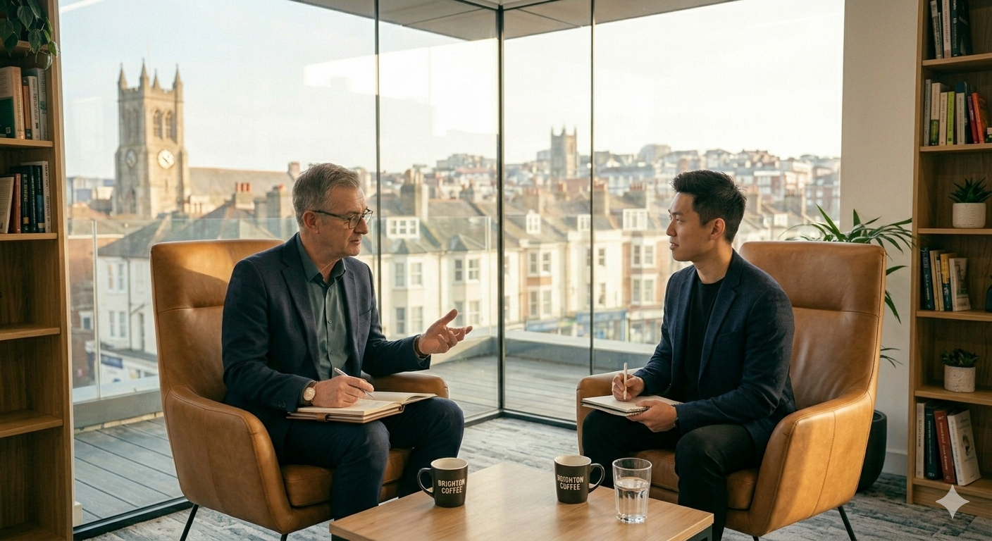 Coach helping founder understand wisdom succession planning and building corporate culture